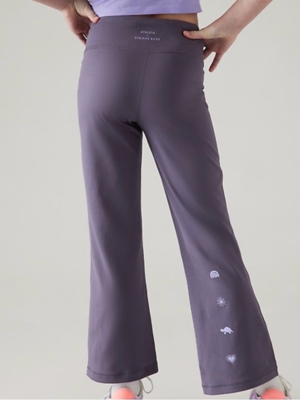 Athleta Kids Purple Flare Sweatpants with Icon Details
